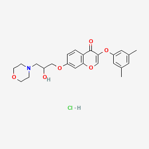 molecular formula C24H28ClNO6 B7758690 3-(3,5-Dimethylphenoxy)-7-(2-hydroxy-3-morpholin-4-ylpropoxy)chromen-4-one;hydrochloride 