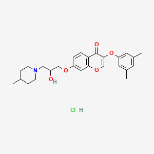 molecular formula C26H32ClNO5 B7758700 3-(3,5-Dimethylphenoxy)-7-[2-hydroxy-3-(4-methylpiperidin-1-yl)propoxy]chromen-4-one;hydrochloride 