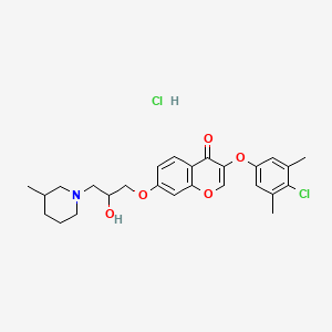 molecular formula C26H31Cl2NO5 B7758706 3-(4-Chloro-3,5-dimethylphenoxy)-7-[2-hydroxy-3-(3-methylpiperidin-1-yl)propoxy]chromen-4-one;hydrochloride 