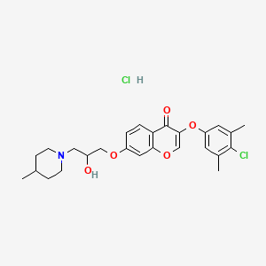 molecular formula C26H31Cl2NO5 B7758714 3-(4-Chloro-3,5-dimethylphenoxy)-7-[2-hydroxy-3-(4-methylpiperidin-1-yl)propoxy]chromen-4-one;hydrochloride 