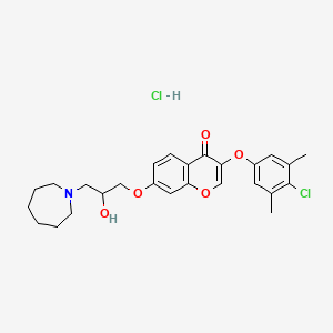 molecular formula C26H31Cl2NO5 B7758719 7-[3-(Azepan-1-yl)-2-hydroxypropoxy]-3-(4-chloro-3,5-dimethylphenoxy)chromen-4-one;hydrochloride 