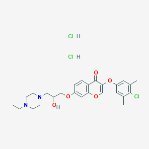 molecular formula C26H33Cl3N2O5 B7758732 3-(4-Chloro-3,5-dimethylphenoxy)-7-[3-(4-ethylpiperazin-1-yl)-2-hydroxypropoxy]chromen-4-one;dihydrochloride 