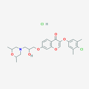 molecular formula C26H31Cl2NO6 B7758740 3-(4-Chloro-3,5-dimethylphenoxy)-7-[3-(2,6-dimethylmorpholin-4-yl)-2-hydroxypropoxy]chromen-4-one;hydrochloride 