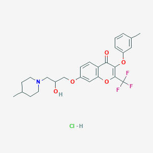 molecular formula C26H29ClF3NO5 B7758742 7-[2-Hydroxy-3-(4-methylpiperidin-1-yl)propoxy]-3-(3-methylphenoxy)-2-(trifluoromethyl)chromen-4-one;hydrochloride 