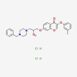 molecular formula C30H34Cl2N2O5 B7758755 7-[3-(4-Benzylpiperazin-1-yl)-2-hydroxypropoxy]-3-(3-methylphenoxy)chromen-4-one;dihydrochloride 
