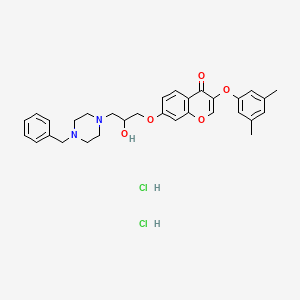 molecular formula C31H36Cl2N2O5 B7758759 7-[3-(4-Benzylpiperazin-1-yl)-2-hydroxypropoxy]-3-(3,5-dimethylphenoxy)chromen-4-one;dihydrochloride 