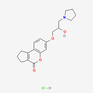 molecular formula C19H24ClNO4 B7758783 7-(2-hydroxy-3-pyrrolidin-1-ylpropoxy)-2,3-dihydro-1H-cyclopenta[c]chromen-4-one;hydrochloride 