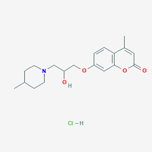 molecular formula C19H26ClNO4 B7758789 7-[2-Hydroxy-3-(4-methylpiperidin-1-yl)propoxy]-4-methylchromen-2-one;hydrochloride 