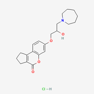 molecular formula C21H28ClNO4 B7758822 7-[3-(azepan-1-yl)-2-hydroxypropoxy]-2,3-dihydro-1H-cyclopenta[c]chromen-4-one;hydrochloride 