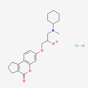 molecular formula C22H30ClNO4 B7758829 7-[3-[cyclohexyl(methyl)amino]-2-hydroxypropoxy]-2,3-dihydro-1H-cyclopenta[c]chromen-4-one;hydrochloride 