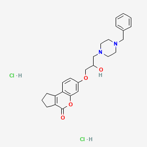 molecular formula C26H32Cl2N2O4 B7758856 7-[3-(4-benzylpiperazin-1-yl)-2-hydroxypropoxy]-2,3-dihydro-1H-cyclopenta[c]chromen-4-one;dihydrochloride 