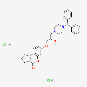 molecular formula C32H36Cl2N2O4 B7758859 7-[3-(4-benzhydrylpiperazin-1-yl)-2-hydroxypropoxy]-2,3-dihydro-1H-cyclopenta[c]chromen-4-one;dihydrochloride 