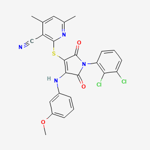 molecular formula C25H18Cl2N4O3S B7758865 2-((1-(2,3-dichlorophenyl)-4-((3-methoxyphenyl)amino)-2,5-dioxo-2,5-dihydro-1H-pyrrol-3-yl)thio)-4,6-dimethylnicotinonitrile 