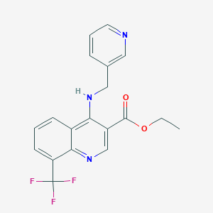 molecular formula C19H16F3N3O2 B7759074 Ethyl 4-(pyridin-3-ylmethylamino)-8-(trifluoromethyl)quinoline-3-carboxylate 