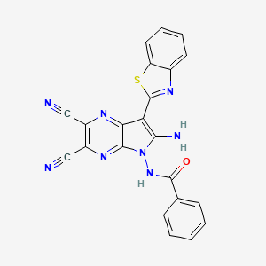 molecular formula C22H12N8OS B7759099 N-(6-amino-7-(benzo[d]thiazol-2-yl)-2,3-dicyano-5H-pyrrolo[2,3-b]pyrazin-5-yl)benzamide 