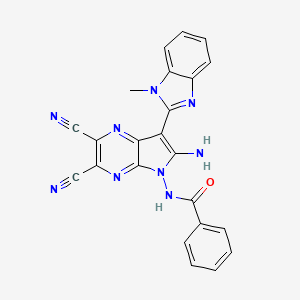 molecular formula C23H15N9O B7759106 N-[6-amino-2,3-dicyano-7-(1-methylbenzimidazol-2-yl)pyrrolo[2,3-b]pyrazin-5-yl]benzamide 