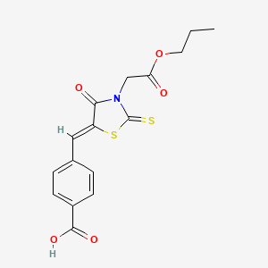 4-{[(5Z)-4-oxo-3-(2-oxo-2-propoxyethyl)-2-sulfanylidene-1,3-thiazolidin-5-ylidene]methyl}benzoic acid