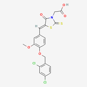 molecular formula C20H15Cl2NO5S2 B7759140 2-[(5Z)-5-[[4-[(2,4-dichlorophenyl)methoxy]-3-methoxyphenyl]methylidene]-4-oxo-2-sulfanylidene-1,3-thiazolidin-3-yl]acetic acid 