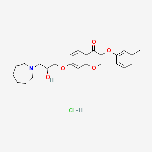 7-[3-(Azepan-1-yl)-2-hydroxypropoxy]-3-(3,5-dimethylphenoxy)chromen-4-one;hydrochloride