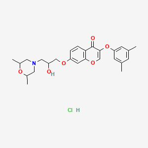 molecular formula C26H32ClNO6 B7759191 7-[3-(2,6-Dimethylmorpholin-4-yl)-2-hydroxypropoxy]-3-(3,5-dimethylphenoxy)chromen-4-one;hydrochloride 