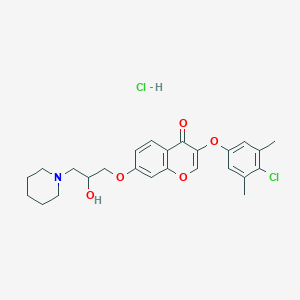 molecular formula C25H29Cl2NO5 B7759199 3-(4-Chloro-3,5-dimethylphenoxy)-7-(2-hydroxy-3-piperidin-1-ylpropoxy)chromen-4-one;hydrochloride 