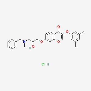 molecular formula C28H30ClNO5 B7759207 7-[3-[Benzyl(methyl)amino]-2-hydroxypropoxy]-3-(3,5-dimethylphenoxy)chromen-4-one;hydrochloride 