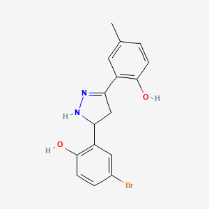 molecular formula C16H15BrN2O2 B7759239 2-[5-(5-bromo-2-hydroxyphenyl)-4,5-dihydro-1H-pyrazol-3-yl]-4-methylphenol 