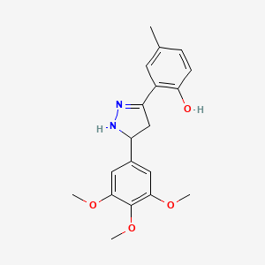 molecular formula C19H22N2O4 B7759240 4-methyl-2-[5-(3,4,5-trimethoxyphenyl)-4,5-dihydro-1H-pyrazol-3-yl]phenol 