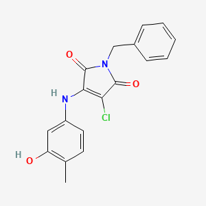 molecular formula C18H15ClN2O3 B7759255 1-Benzyl-3-chloro-4-(3-hydroxy-4-methylanilino)-2,5-pyrroledione 