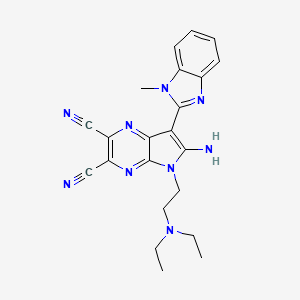 molecular formula C22H23N9 B7759268 6-amino-5-(2-diethylaminoethyl)-7-(1-methyl-1H-benzo[d]imida zol-2-yl)-5H-pyrrolo[2,3-dicarbonitrile 
