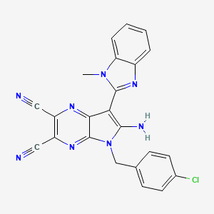 molecular formula C23H15ClN8 B7759274 6-amino-5-(4-chlorobenzyl)-7-(1-methyl-1H-benzo[d]imidazol-2-yl)-5H-pyrrolo[2,3-dicarbonitrile 