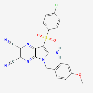 molecular formula C22H15ClN6O3S B7759285 6-amino-7-(4-chlorophenylsulfonyl)-5-(4-methoxybenzyl)-5H-py rrolo[2,3-dicarbonitrile 