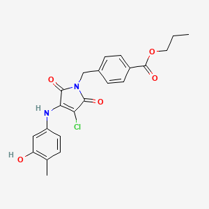 molecular formula C22H21ClN2O5 B7759303 Propyl 4-[[3-chloro-4-(3-hydroxy-4-methylanilino)-2,5-dioxopyrrol-1-yl]methyl]benzoate 