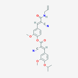 molecular formula C28H27N3O6 B7759311 [4-[(E)-2-cyano-3-oxo-3-(prop-2-enylamino)prop-1-enyl]-2-methoxyphenyl] (E)-2-cyano-3-(3-methoxy-4-propan-2-yloxyphenyl)prop-2-enoate 