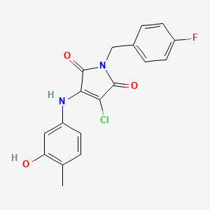 molecular formula C18H14ClFN2O3 B7759328 3-Chloro-1-[(4-fluorophenyl)methyl]-4-(3-hydroxy-4-methylanilino)pyrrole-2,5-dione 