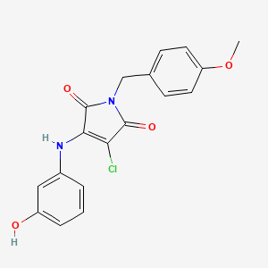 molecular formula C18H15ClN2O4 B7759333 3-Chloro-4-(3-hydroxyanilino)-1-(4-methoxybenzyl)-2,5-pyrroledione 