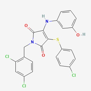 molecular formula C23H15Cl3N2O3S B7759344 3-((4-chlorophenyl)thio)-1-(2,4-dichlorobenzyl)-4-((3-hydroxyphenyl)amino)-1H-pyrrole-2,5-dione 