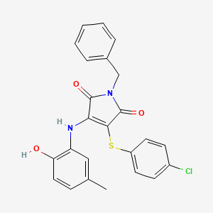 molecular formula C24H19ClN2O3S B7759352 1-Benzyl-3-(4-chlorophenyl)sulfanyl-4-(2-hydroxy-5-methylanilino)pyrrole-2,5-dione 