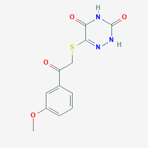 molecular formula C12H11N3O4S B7759371 6-((2-(3-methoxyphenyl)-2-oxoethyl)thio)-1,2,4-triazine-3,5(2H,4H)-dione 