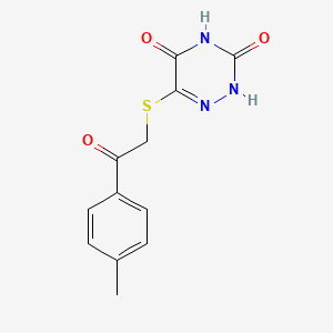 molecular formula C12H11N3O3S B7759377 6-[2-(4-methylphenyl)-2-oxoethyl]sulfanyl-2H-1,2,4-triazine-3,5-dione 
