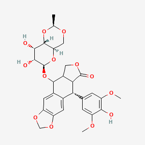 molecular formula C29H32O13 B7760031 (9R)-9-(4-羟基-3,5-二甲氧苯基)-8-氧代-5,5a,6,8,8a,9-六氢呋喃[3',4':6,7]萘[2,3-d][1,3]二噁烷-5-基 4,6-O-[(1S)-乙叉基]-β-D-异阿洛吡喃糖苷 