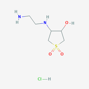 molecular formula C6H15ClN2O3S B7760133 3-((2-Aminoethyl)amino)-4-hydroxytetrahydrothiophene 1,1-dioxide hydrochloride 