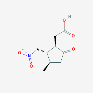 molecular formula C9H13NO5 B7760203 2-((1R,2S,3R)-3-methyl-2-(nitromethyl)-5-oxocyclopentyl)acetic acid 