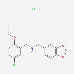 molecular formula C17H19Cl2NO3 B7760252 1-(1,3-benzodioxol-5-yl)-N-[(5-chloro-2-ethoxyphenyl)methyl]methanamine;hydrochloride 