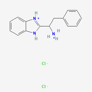 molecular formula C15H17Cl2N3 B7760308 [1-(1H-benzimidazol-3-ium-2-yl)-2-phenylethyl]azanium;dichloride 