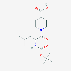 molecular formula C17H30N2O5 B7760380 (R)-1-(2-((tert-butoxycarbonyl)amino)-4-methylpentanoyl)piperidine-4-carboxylic acid 