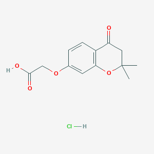 molecular formula C13H15ClO5 B7760539 2-((2,2-Dimethyl-4-oxochroman-7-yl)oxy)acetic acid hydrochloride 