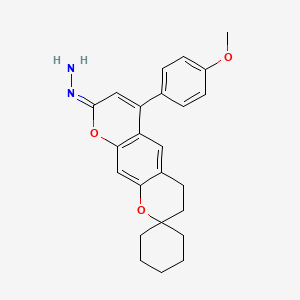 molecular formula C24H26N2O3 B7760566 (1E)-[6'-(4-methoxyphenyl)-3',4'-dihydro-8'H-spiro[cyclohexane-1,2'-pyrano[3,2-g]chromen]-8'-ylidene]hydrazine 