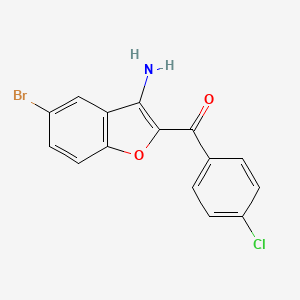 molecular formula C15H9BrClNO2 B7760792 (3-Amino-5-bromo-1-benzofuran-2-yl)(4-chlorophenyl)methanone 