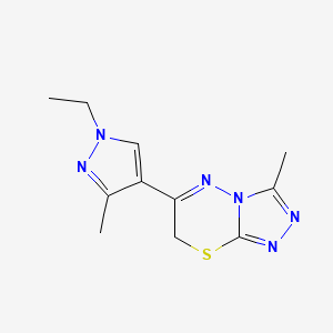 molecular formula C11H14N6S B7761997 6-(1-ethyl-3-methyl-1H-pyrazol-4-yl)-3-methyl-7H-[1,2,4]triazolo[3,4-b][1,3,4]thiadiazine 